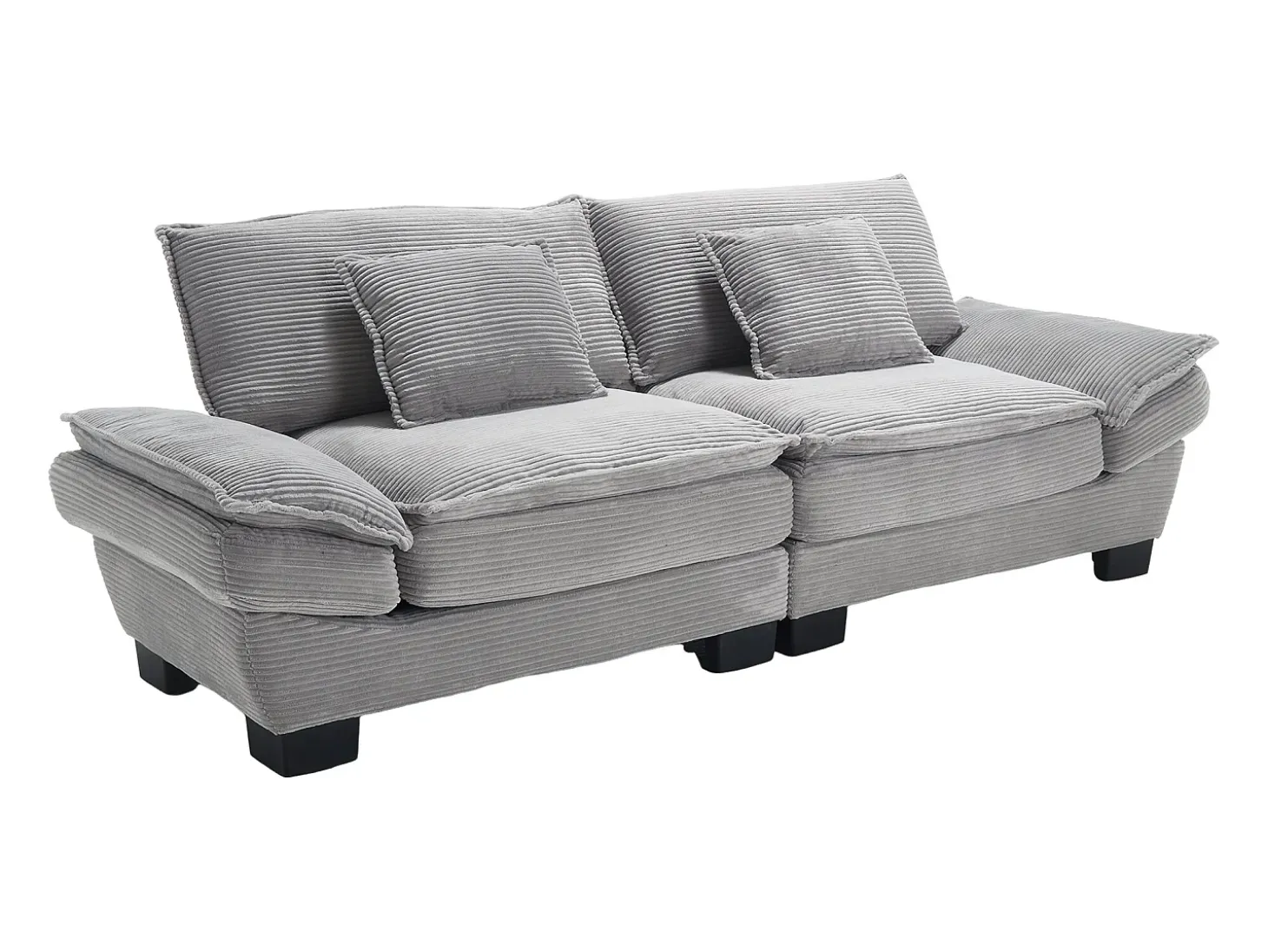 Sofá de 2 lugares - Sofá reto com almofadas - cinza claro - para sala e quarto