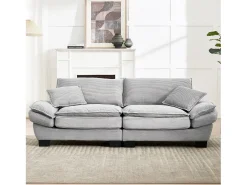 Sofá de 2 lugares - Sofá reto com almofadas - cinza claro - para sala e quarto