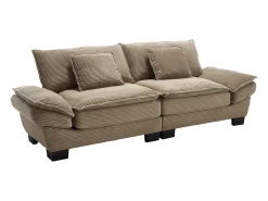 Sofá de 2 lugares - Sofá reto com almofadas - caqui - para sala e quarto