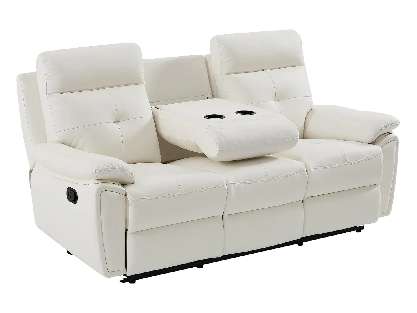 Sofá de 3 lugares articulado em pele branca estilo contemporâneo VINETA