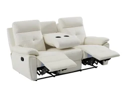 Sofá de 3 lugares articulado em pele branca estilo contemporâneo VINETA