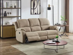 Sofá de 3 lugares articulado microfibra cor taupe BRODY