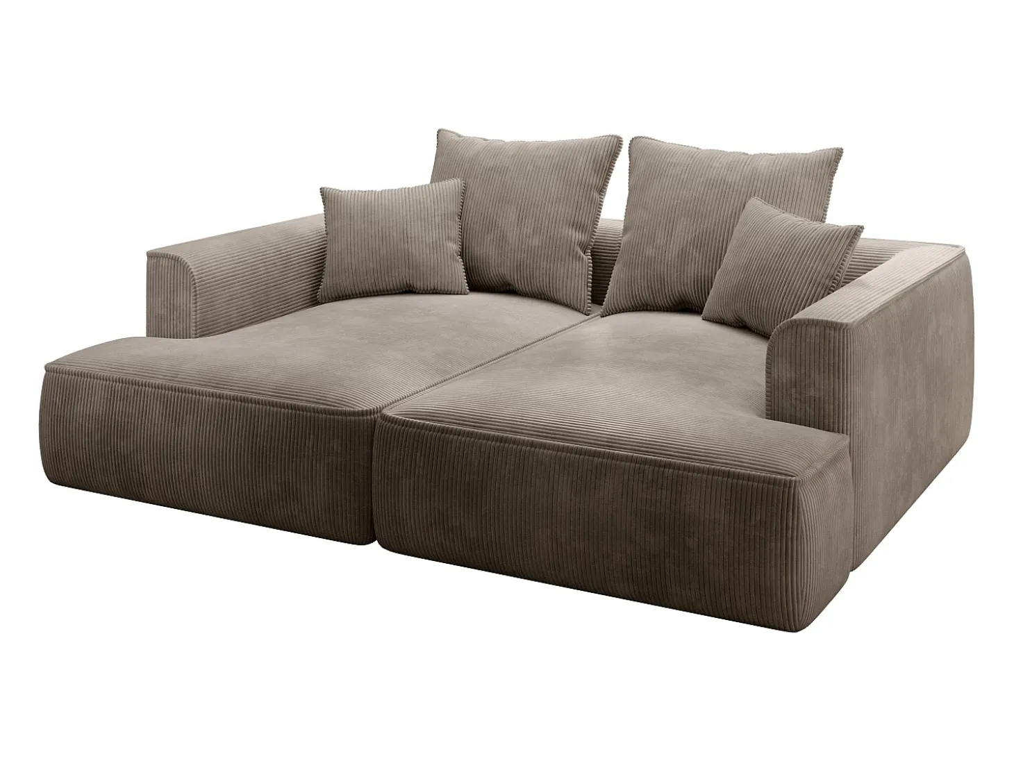 Sofá de 3 lugares assento profundo em veludo canelado taupe design PINETA