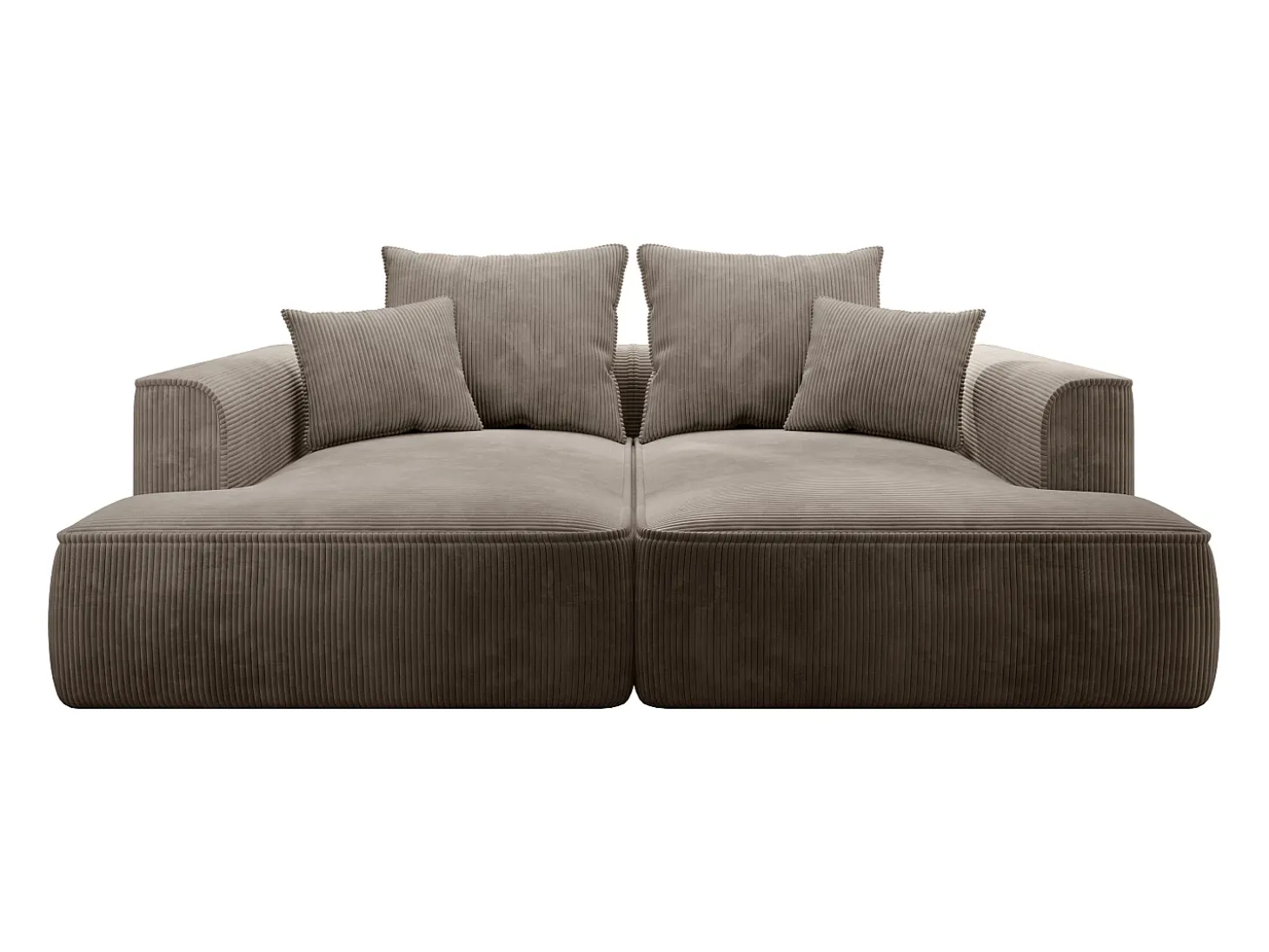 Sofá de 3 lugares assento profundo em veludo canelado taupe design PINETA