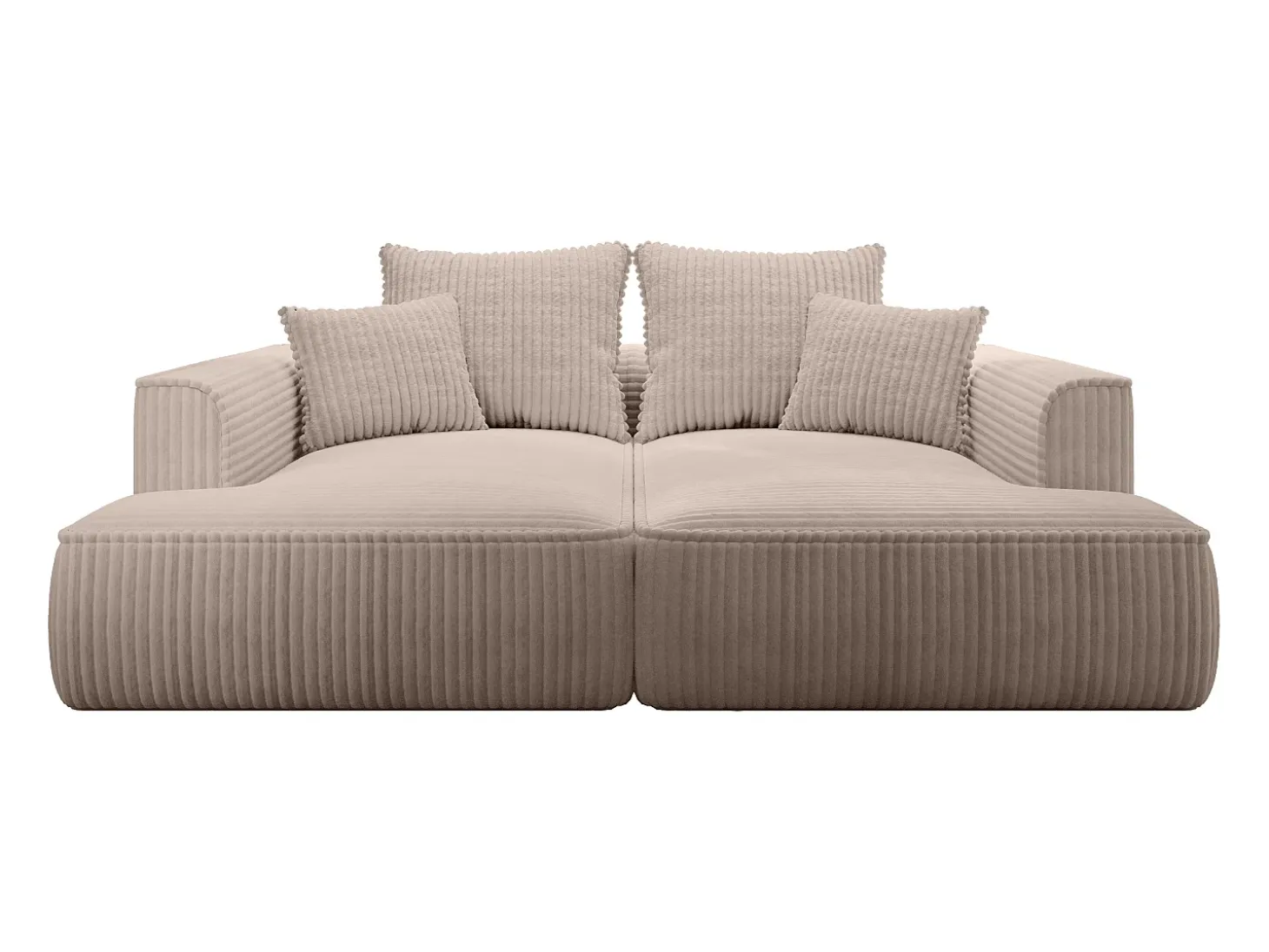 Sofá de 3 lugares assento profundo em veludo canelado grosso taupe design PINETA
