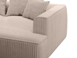Sofá de 3 lugares assento profundo em veludo canelado grosso taupe design PINETA