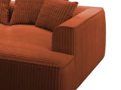 Sofá de 3 lugares assento profundo em veludo canelado grosso terracota design PINETA