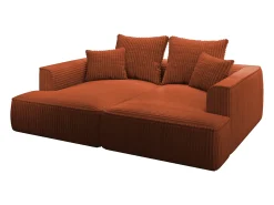 Sofá de 3 lugares assento profundo em veludo canelado grosso terracota design PINETA