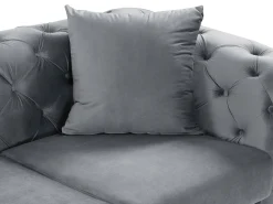 Sofá de 2 lugares chesterfield em veludo antracite e pés em metal EDWINA
