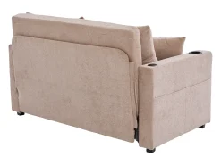 Sofá de 2 lugares com 4 almofadas - Sofá relaxante com suporte para copos e bolsos laterais - chenille caqui