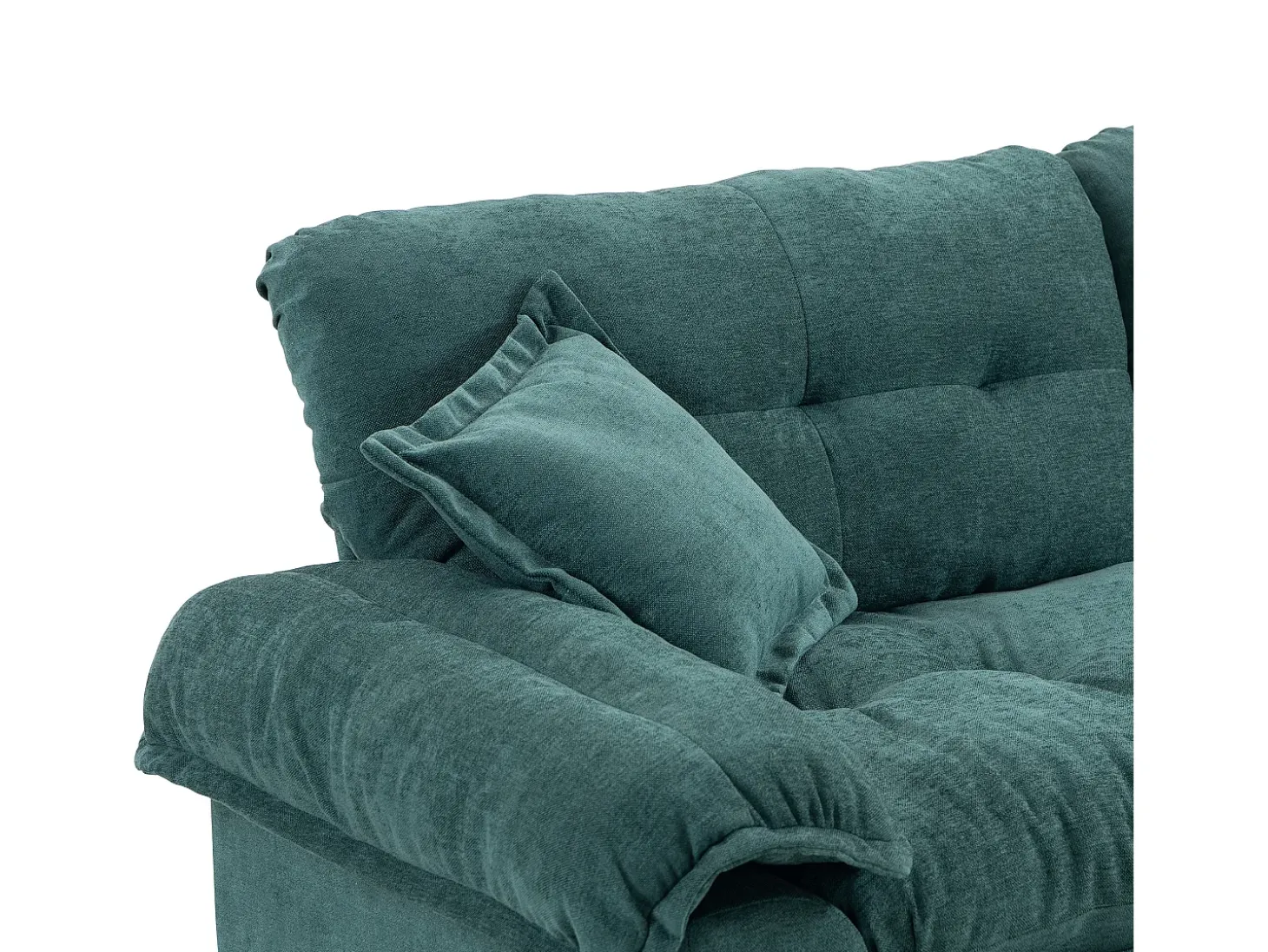 Sofá de 2 lugares com almofadas de camada dupla - Tecido chenille verde