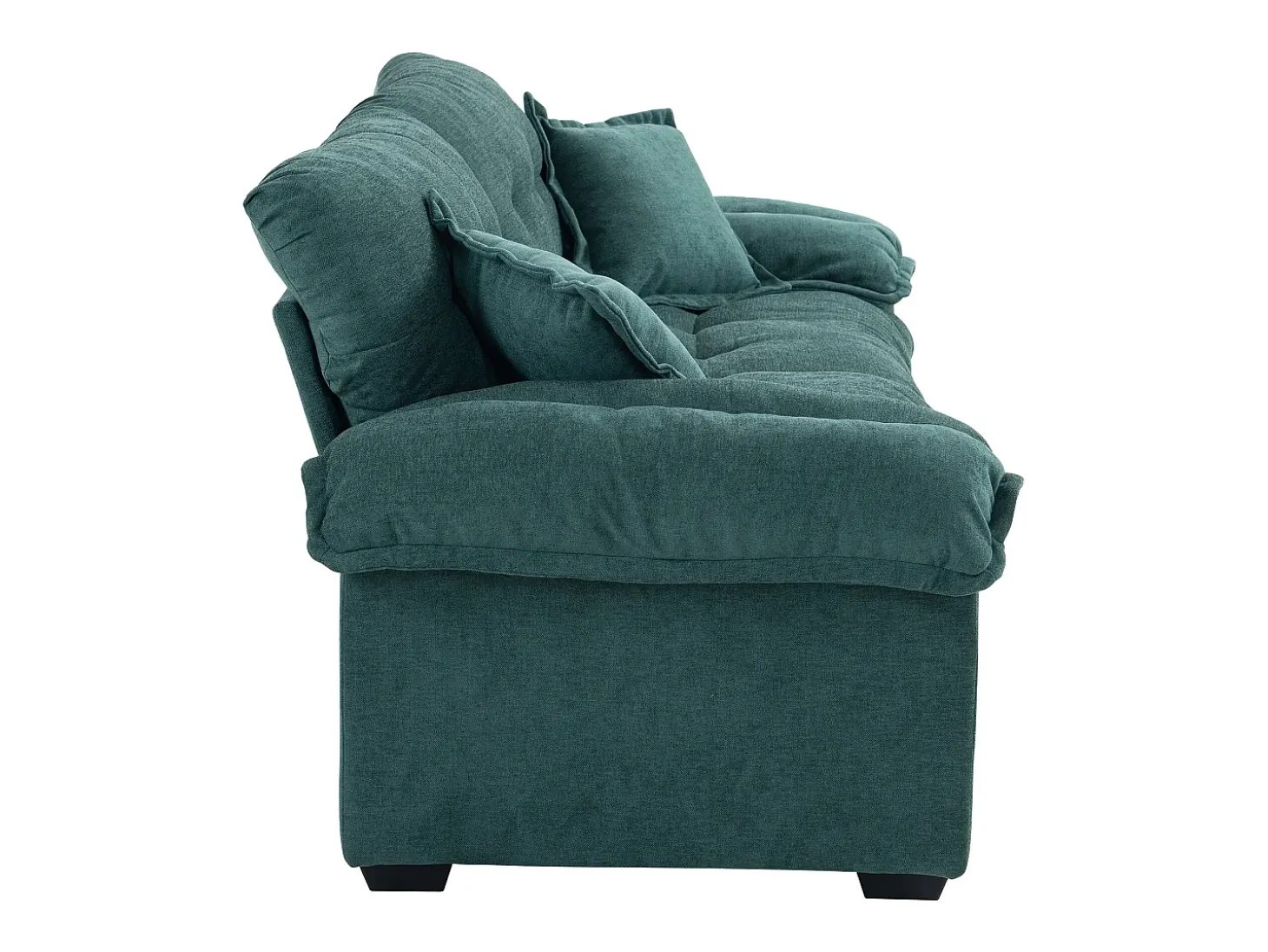 Sofá de 2 lugares com almofadas de camada dupla - Tecido chenille verde