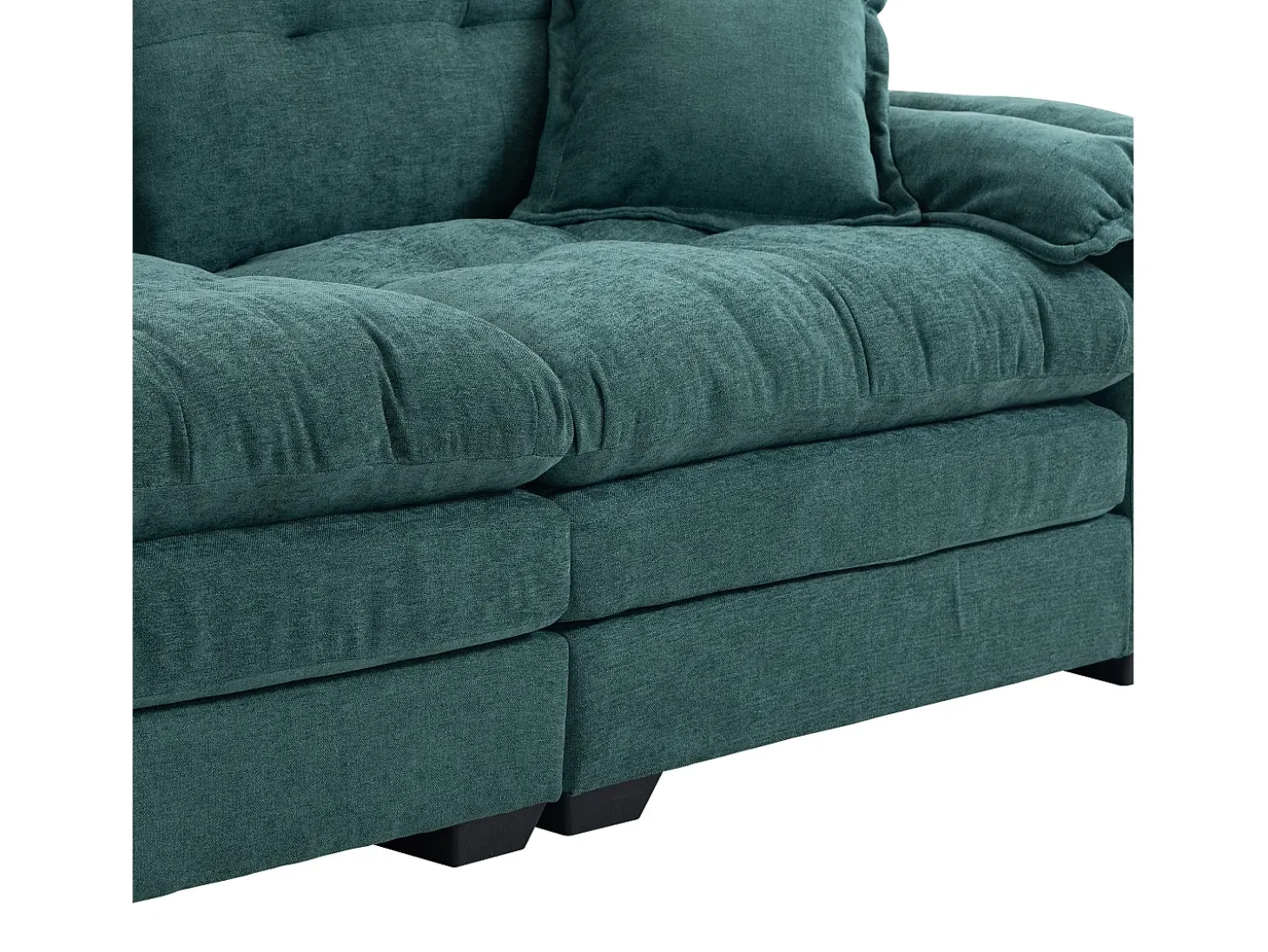 Sofá de 2 lugares com almofadas de camada dupla - Tecido chenille verde