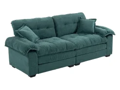 Sofá de 2 lugares com almofadas de camada dupla - Tecido chenille verde
