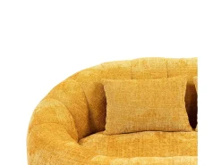 Sofá de 2 lugares com almofada - Sofá para adultos e crianças - Tecido de chenille amarelo