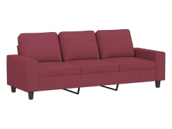 Sofá de 3 lugares com apoio de pés 180 cm tecido vermelho tinto PT612688