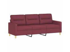 Sofá de 3 lugares com apoio de pés 180 cm tecido vermelho tinto PT543923