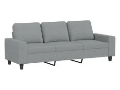 Sofá de 3 lugares com apoio de pés 180 cm tecido cinzento-claro PT314869