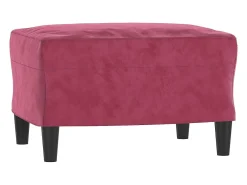 Sofá de 3 lugares com apoio de pés 180 cm veludo vermelho tinto PT397555