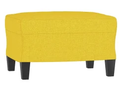 Sofá de 3 lugares com apoio de pés 180 cm tecido amarelo-claro
