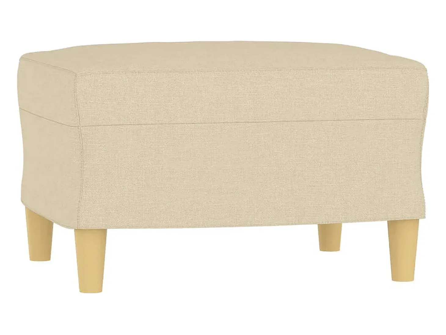 Sofá de 3 lugares com apoio de pés 180 cm tecido cor creme