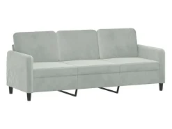 Sofá de 3 lugares com apoio de pés 180 cm veludo cinzento-claro PT998183