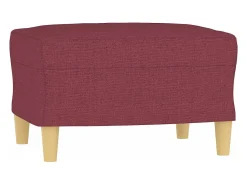 Sofá de 3 lugares com apoio de pés 180 cm tecido vermelho tinto