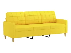 Sofá de 3 lugares com apoio de pés 180 cm tecido amarelo-claro PT188158