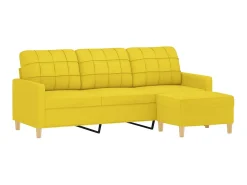 Sofá de 3 lugares com apoio de pés 180 cm tecido amarelo-claro PT188158