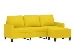 Sofá de 3 lugares com apoio de pés 180 cm tecido amarelo-claro PT704149