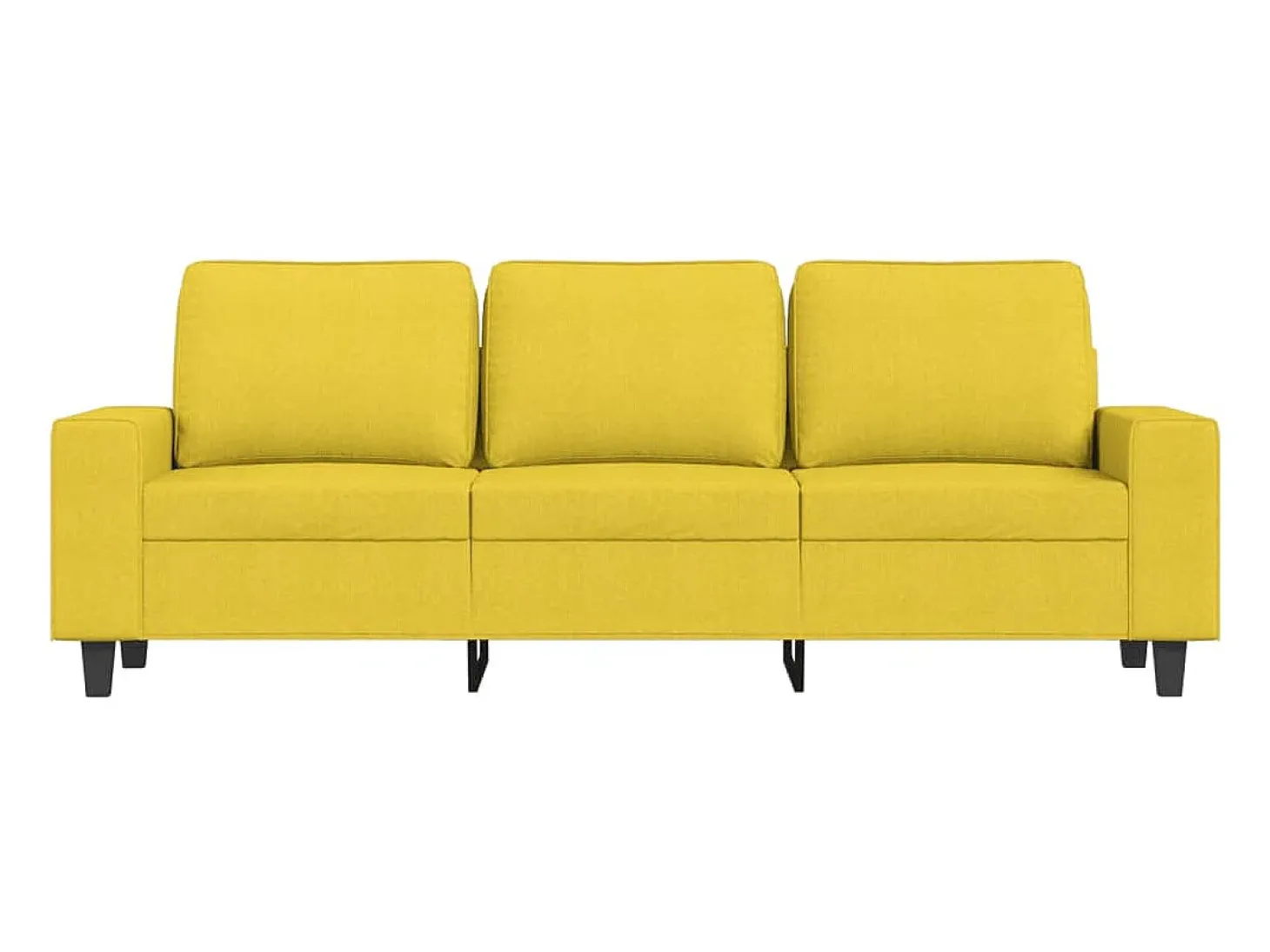 Sofá de 3 lugares com apoio de pés 180 cm tecido amarelo-claro