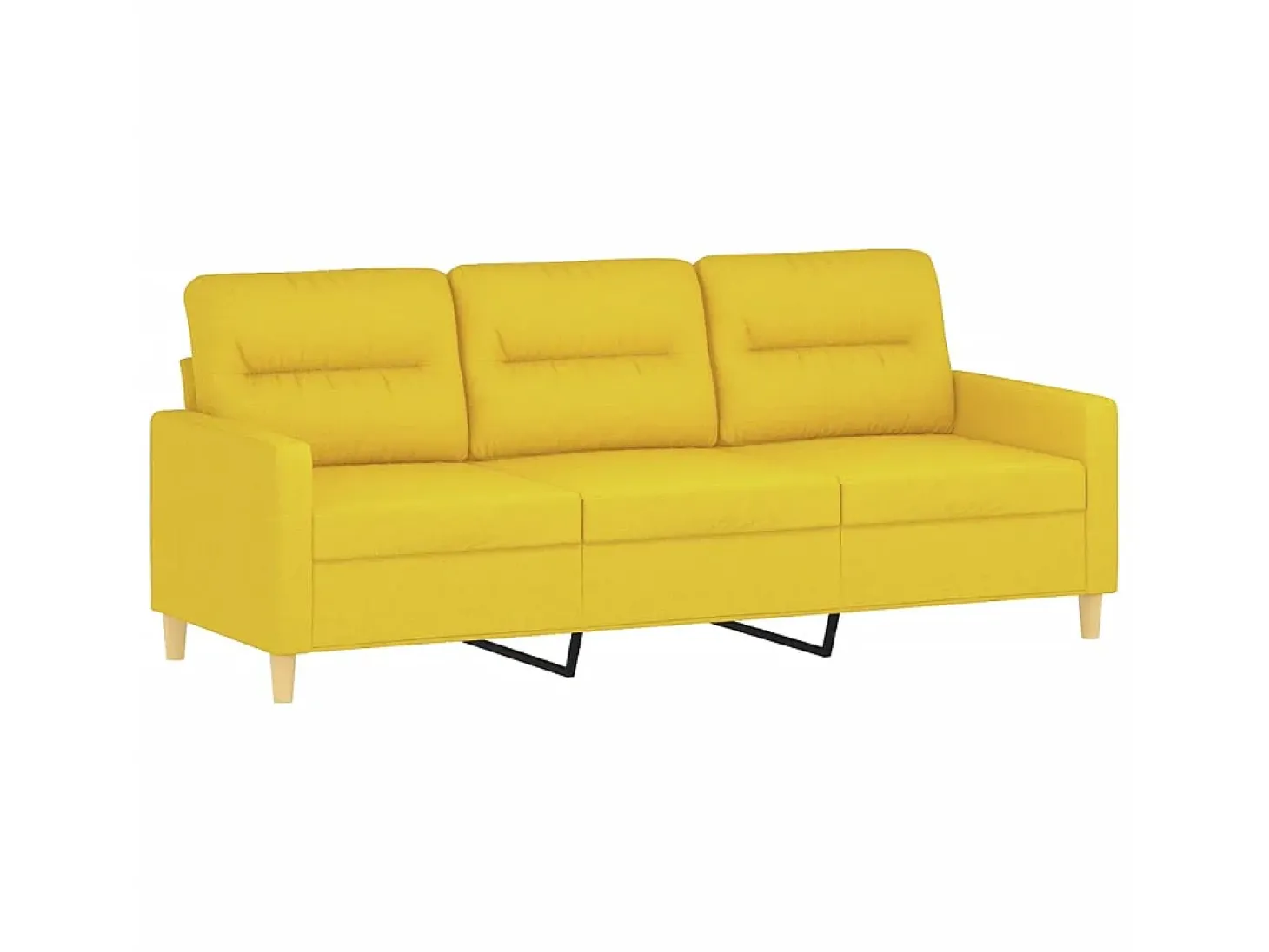 Sofá de 3 lugares com apoio de pés 180 cm tecido amarelo-claro PT501493