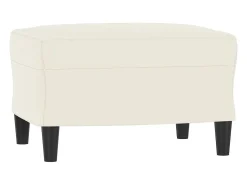Sofá de 3 lugares com apoio de pés 180 cm veludo cor creme