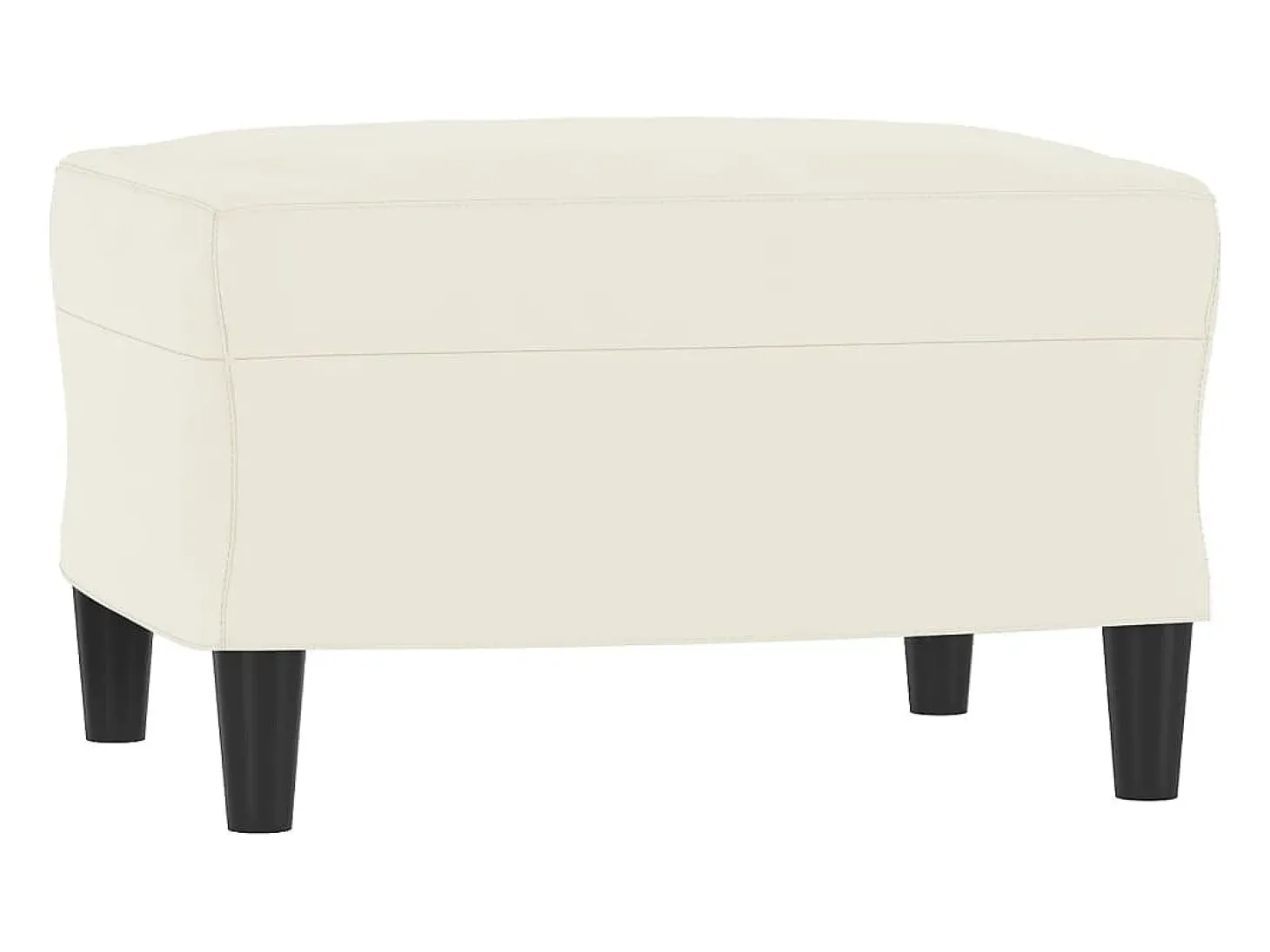 Sofá de 3 lugares com apoio de pés 180 cm veludo cor creme