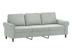 Sofá de 3 lugares com apoio de pés 180 cm veludo cinzento-claro PT186051