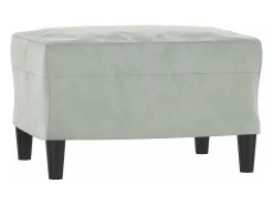 Sofá de 3 lugares com apoio de pés 180 cm veludo cinzento-claro PT186051
