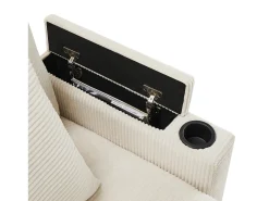Sofá de 3 lugares com apoio para os pés, porta USB e 2 almofadas - Veludo Cotelê - Bege