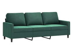 Sofá de 3 lugares com apoio de pés 180 cm veludo verde-escuro