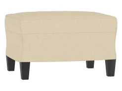 Sofá de 3 lugares com apoio de pés 180 cm tecido cor creme
