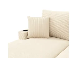 Sofá de 2 lugares com cama integrada - Entrada para telemóvel e porta USB - Veludo cotelê bege