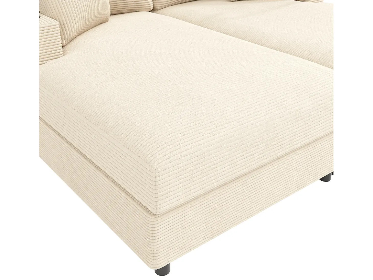 Sofá de 2 lugares com cama integrada - Entrada para telemóvel e porta USB - Veludo cotelê bege