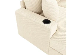 Sofá de 2 lugares com cama integrada - Entrada para telemóvel e porta USB - Veludo cotelê bege