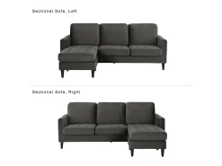 Sofá de 3 lugares com chaise longue em veludo cinzento