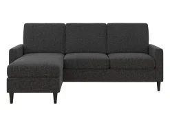 Sofá de 3 lugares com chaise longue em linho cinzento