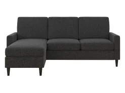 Sofá de 3 lugares com chaise longue em linho cinzento