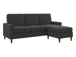 Sofá de 3 lugares com chaise longue em linho cinzento