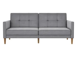 Sofá de 3 lugares com chaise longue em veludo cinzento