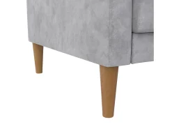 Sofá de 3 lugares com chaise longue em veludo cinzento