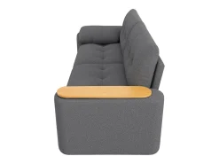 Sofá de 2 lugares com compartimentos de arrumação e mesa de apoio - Tecido Teddy cinzento