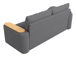 Sofá de 2 lugares com compartimentos de arrumação e mesa de apoio - Tecido Teddy cinzento